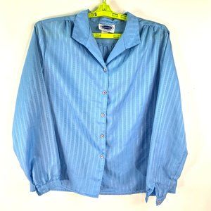 Windsor Cove Vintage Womens Blouse Size 18 Blue Striped Made in USA
